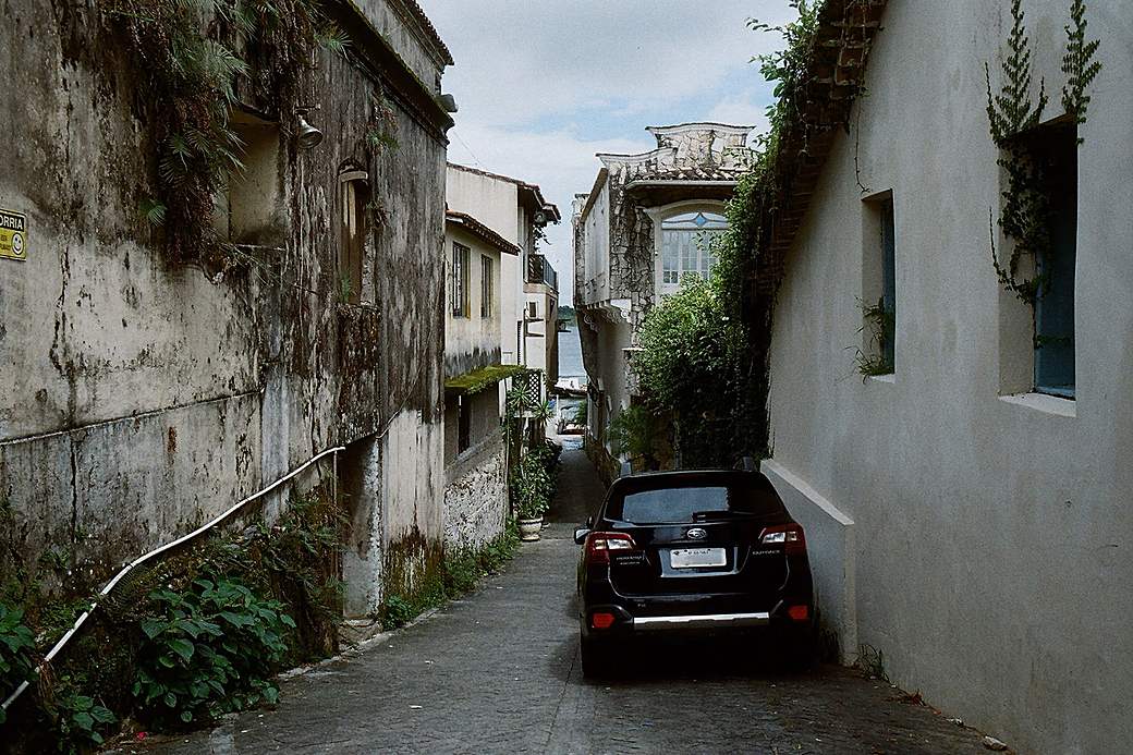 Cars on a Stone Town street