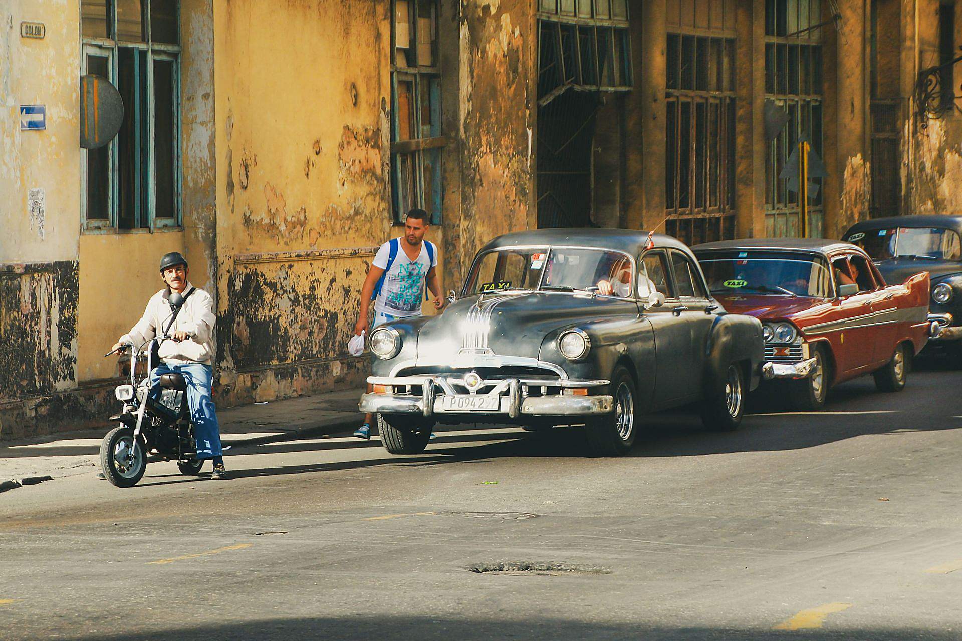 Taxi on a Stone Town street in Zanzibar